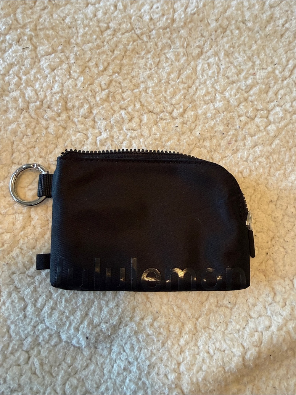 lululemon Black Mini Zip Card Pouch with Keyring